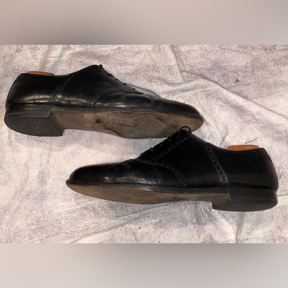 Alden 993 Black Shell Cordovan Saddle Brogues Derby Oxford Dress Shoes 10.5 Vntg - Picture 2 of 11